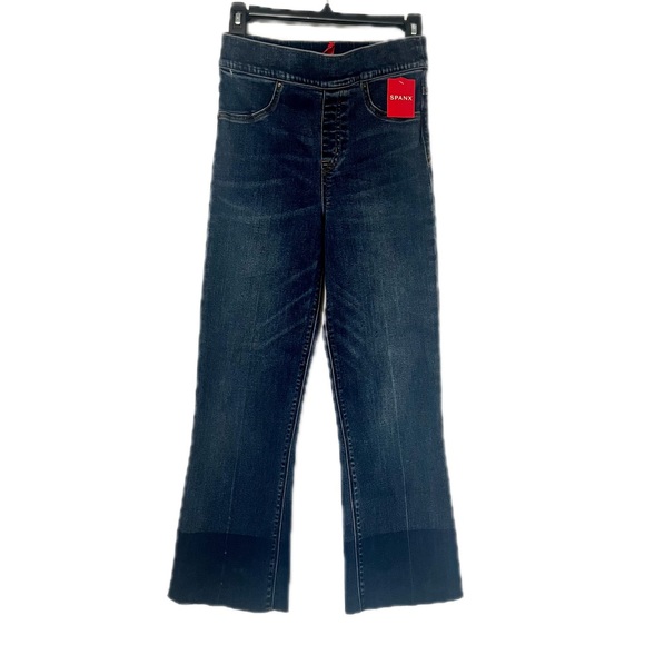 Spanx Blue Cropped Flare Denim Jeans Stretch Size Small NWT - Picture 3 of 5